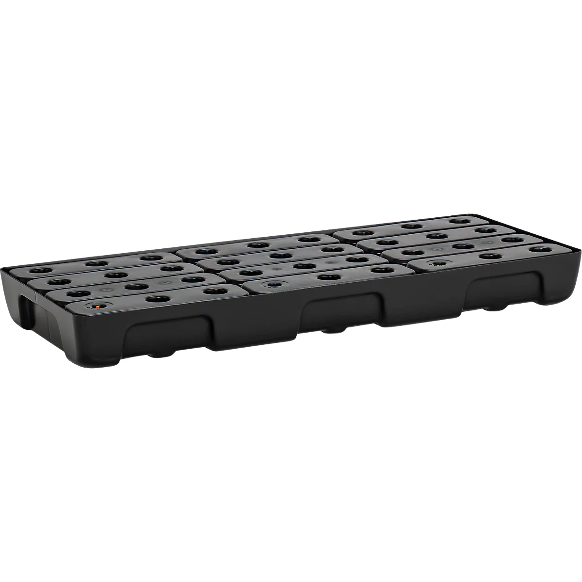 Auffangwanne für Kleingebinde CEMO 10/4, Volumen 21 l, für Regalfachmaß 1000 x 400 mm, mit Gitterrost, mit Zulassung, stapelbar, Polyethylen, schwarz