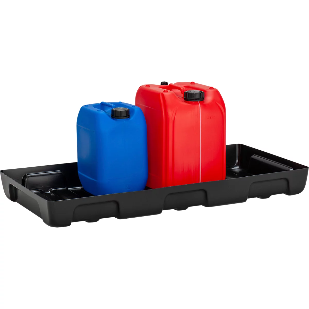 Auffangwanne für Kleingebinde CEMO 10/5, Volumen 27 l, für Regalfachmaß 1000 x 500 mm, ohne Gitterrost, mit Zulassung, stapelbar, Polyethylen, schwarz