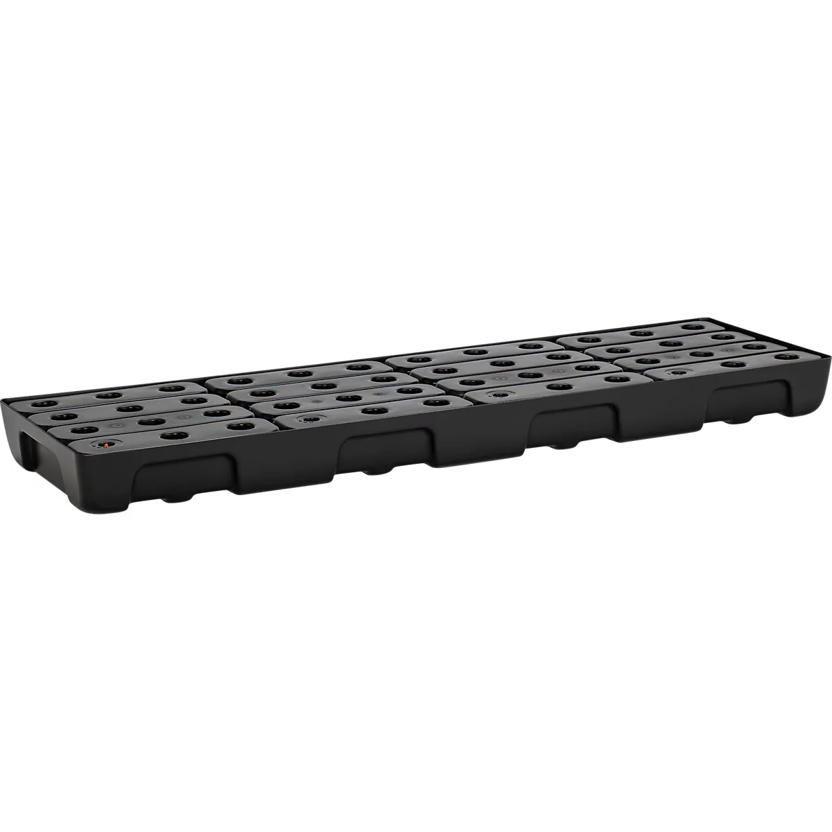 Auffangwanne für Kleingebinde CEMO 13/4, Volumen 28 l, für Regalfachmaß 1300 x 400 mm, mit Gitterrost, mit Zulassung, stapelbar, Polyethylen, schwarz
