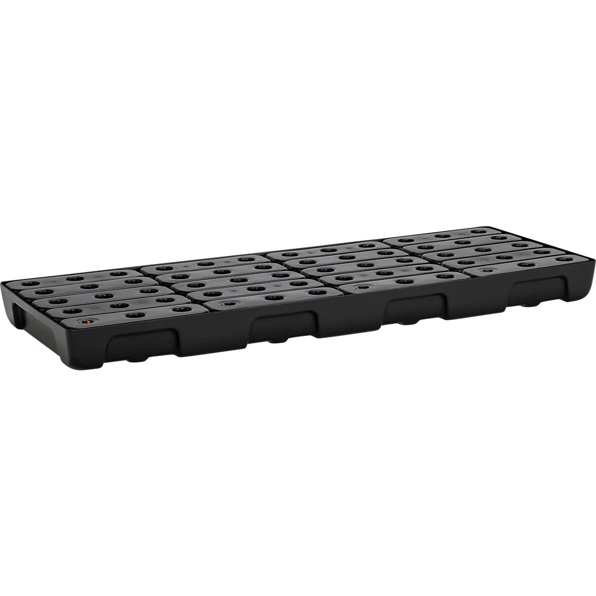 Auffangwanne für Kleingebinde CEMO 13/5, Volumen 36 l, für Regalfachmaß 1300 x 500 mm, mit Gitterrost, mit Zulassung, stapelbar, Polyethylen, schwarz