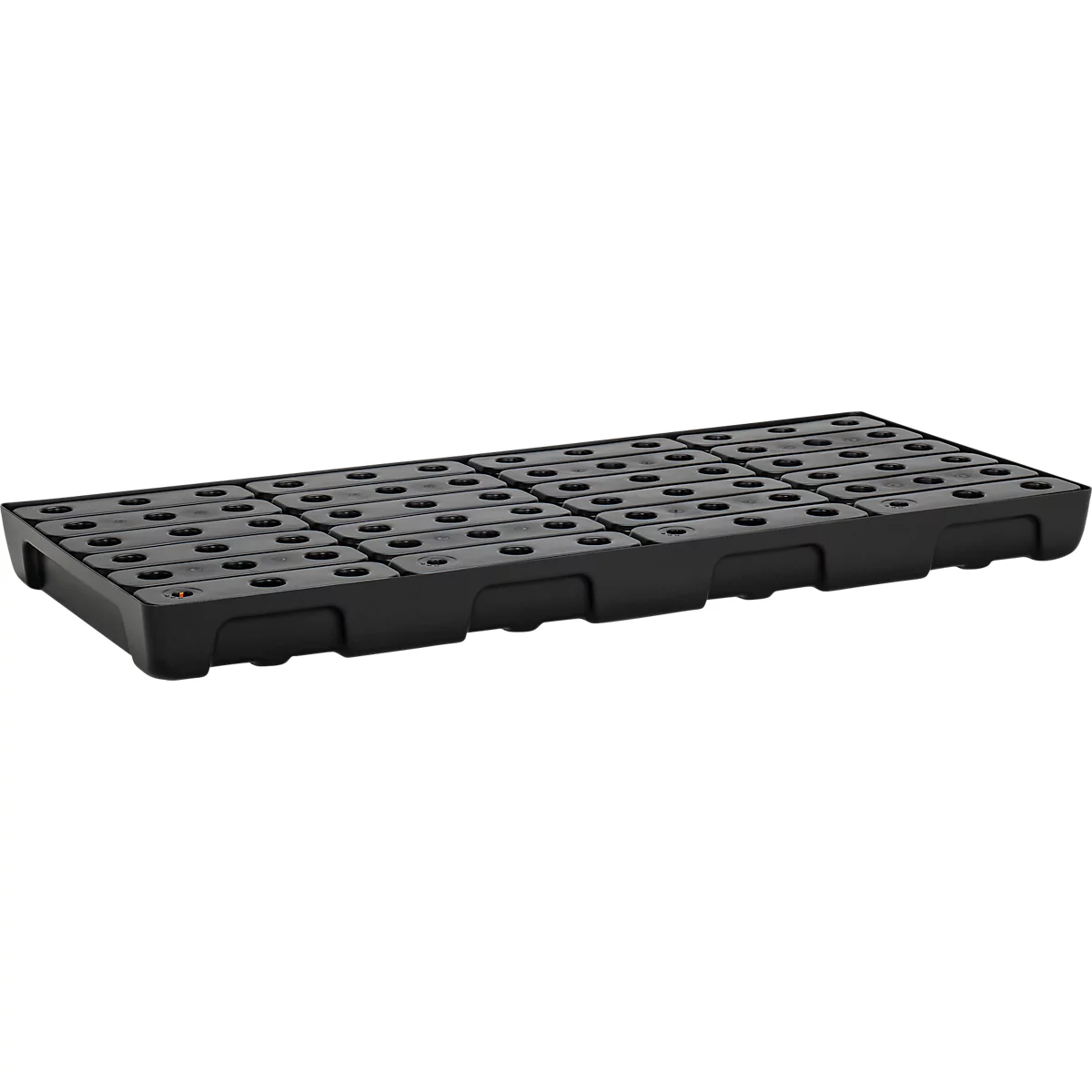 Auffangwanne für Kleingebinde CEMO 13/6, Volumen 44 l, für Regalfachmaß 1300 x 600 mm, mit Gitterrost, mit Zulassung, stapelbar, Polyethylen, schwarz