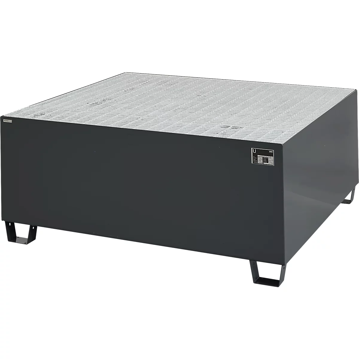 Auffangwanne Schäfer Shop Pure 1000, mit verzinktem Gitterrost, L 1460 x B 1460 x H 630 mm, unterfahrbar, Stahl, anthrazit RAL 7016