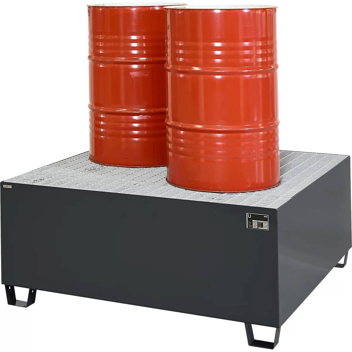 Auffangwanne Schäfer Shop Pure 1000, mit verzinktem Gitterrost, L 1460 x B 1460 x H 630 mm, unterfahrbar, Stahl, anthrazit RAL 7016