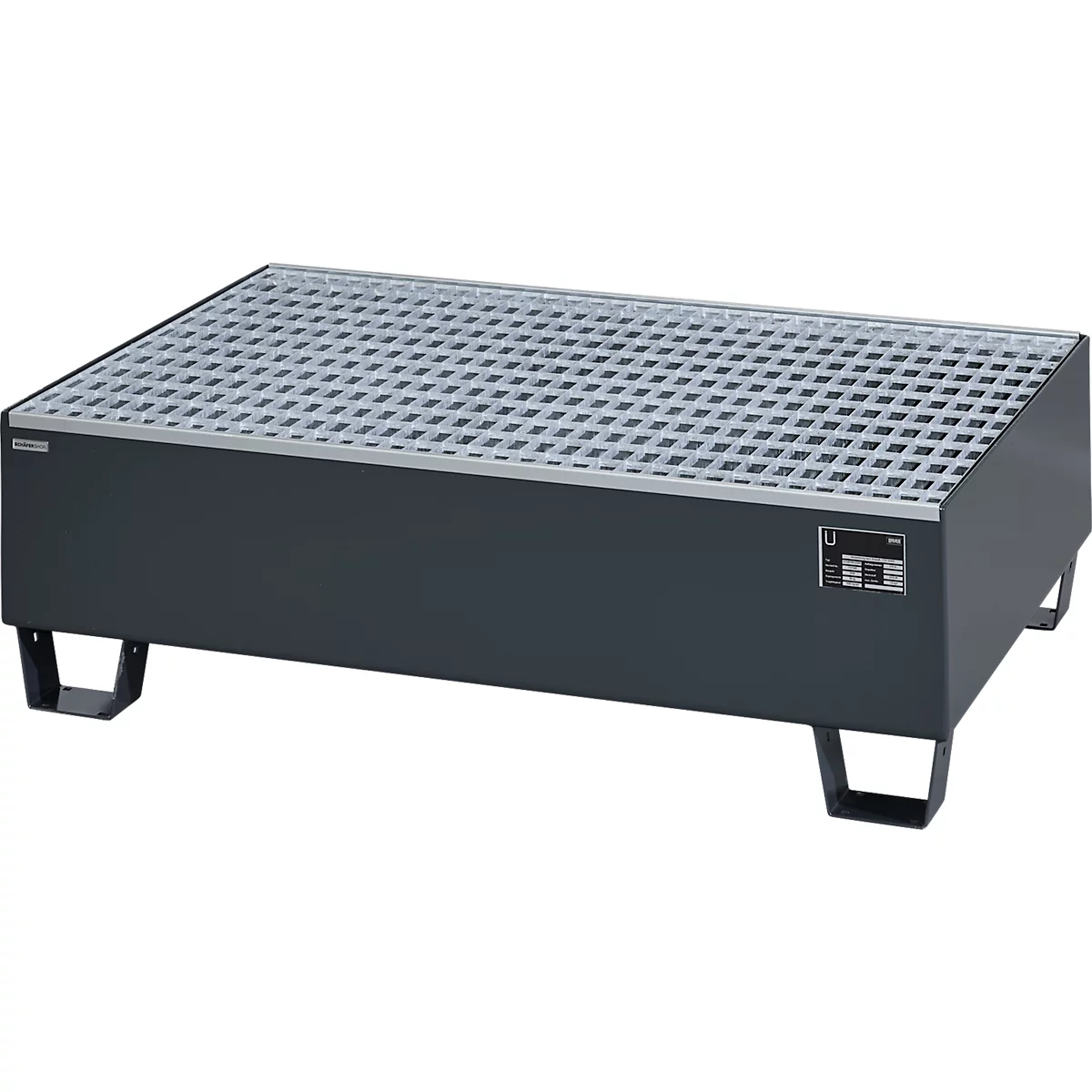 Auffangwanne Schäfer Shop Pure 2/200, mit verzinktem Gitterrost, L 1200 x B 800 x H 365 mm, unterfahrbar, Stahl, anthrazit RAL 7016
