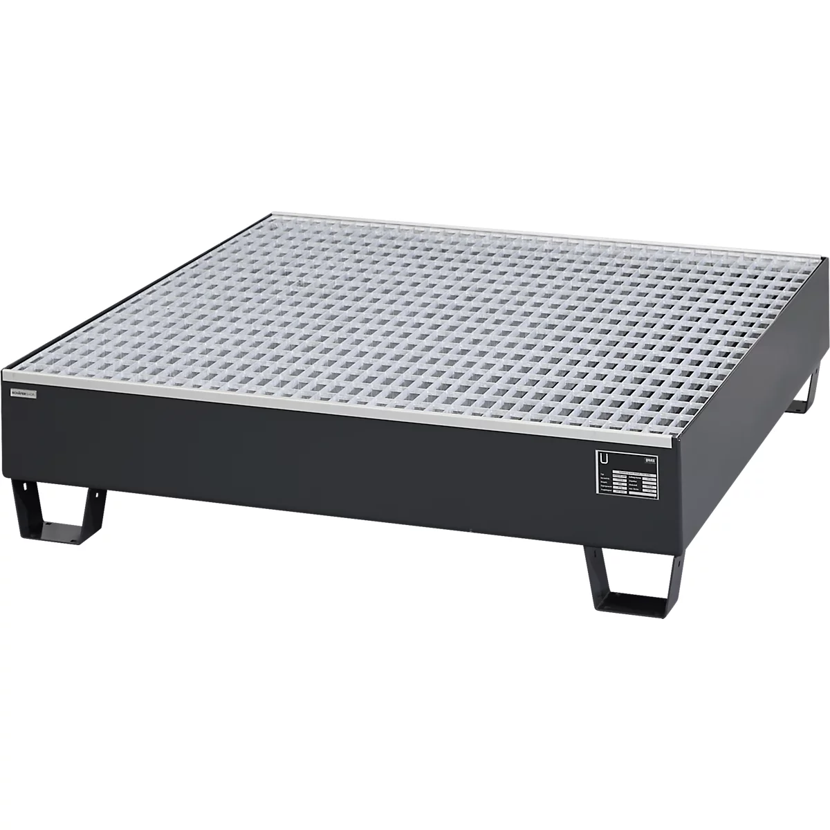 Auffangwanne Schäfer Shop Pure 4/200, mit verzinktem Gitterrost, L 1200 x B 1200 x H 290 mm, unterfahrbar, Stahl, anthrazit RAL 7016
