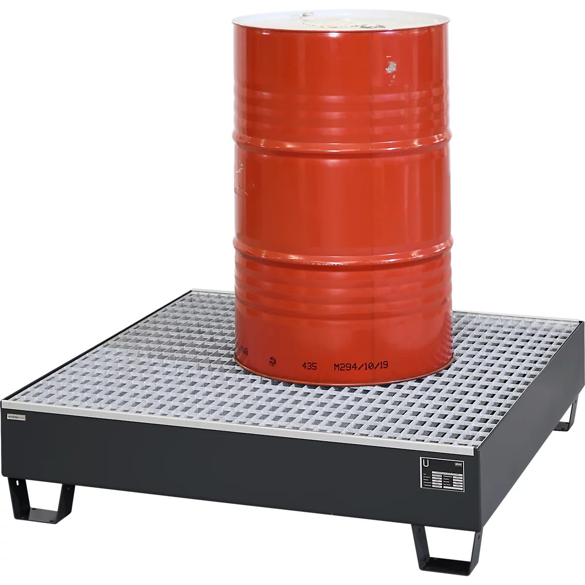 Auffangwanne Schäfer Shop Pure 4/200, mit verzinktem Gitterrost, L 1200 x B 1200 x H 290 mm, unterfahrbar, Stahl, anthrazit RAL 7016