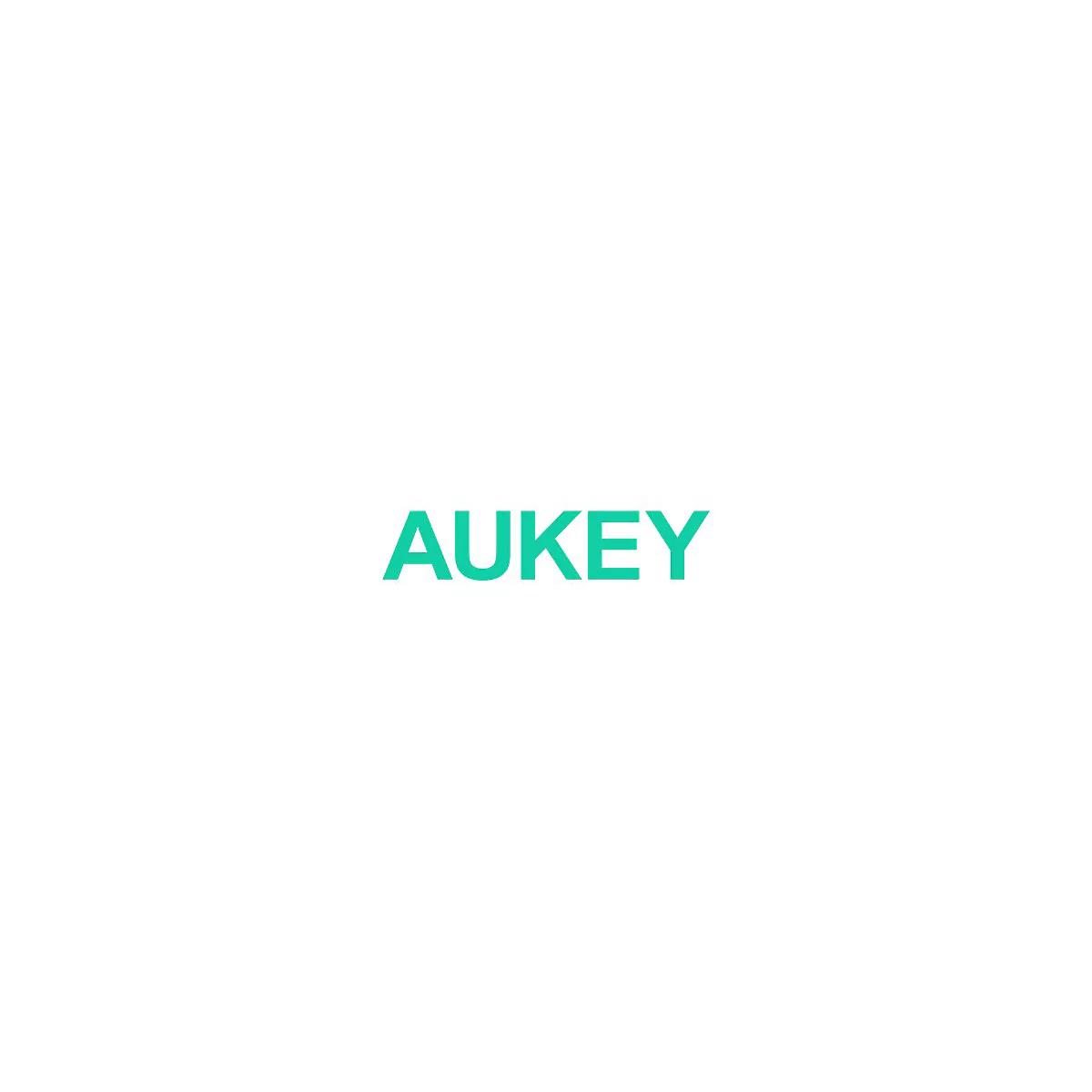 Das türkisfarbene Markenlogo der Firma AUKEY auf weißem Hintergrund.