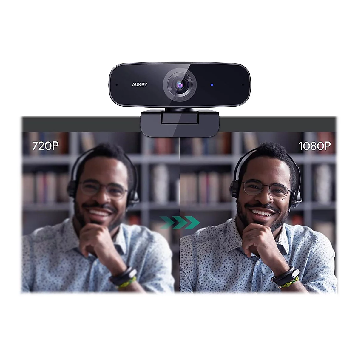 Aukey PC-W3 - Webcam - Farbe - 2 MP - 1920 x 1080 - 1080p