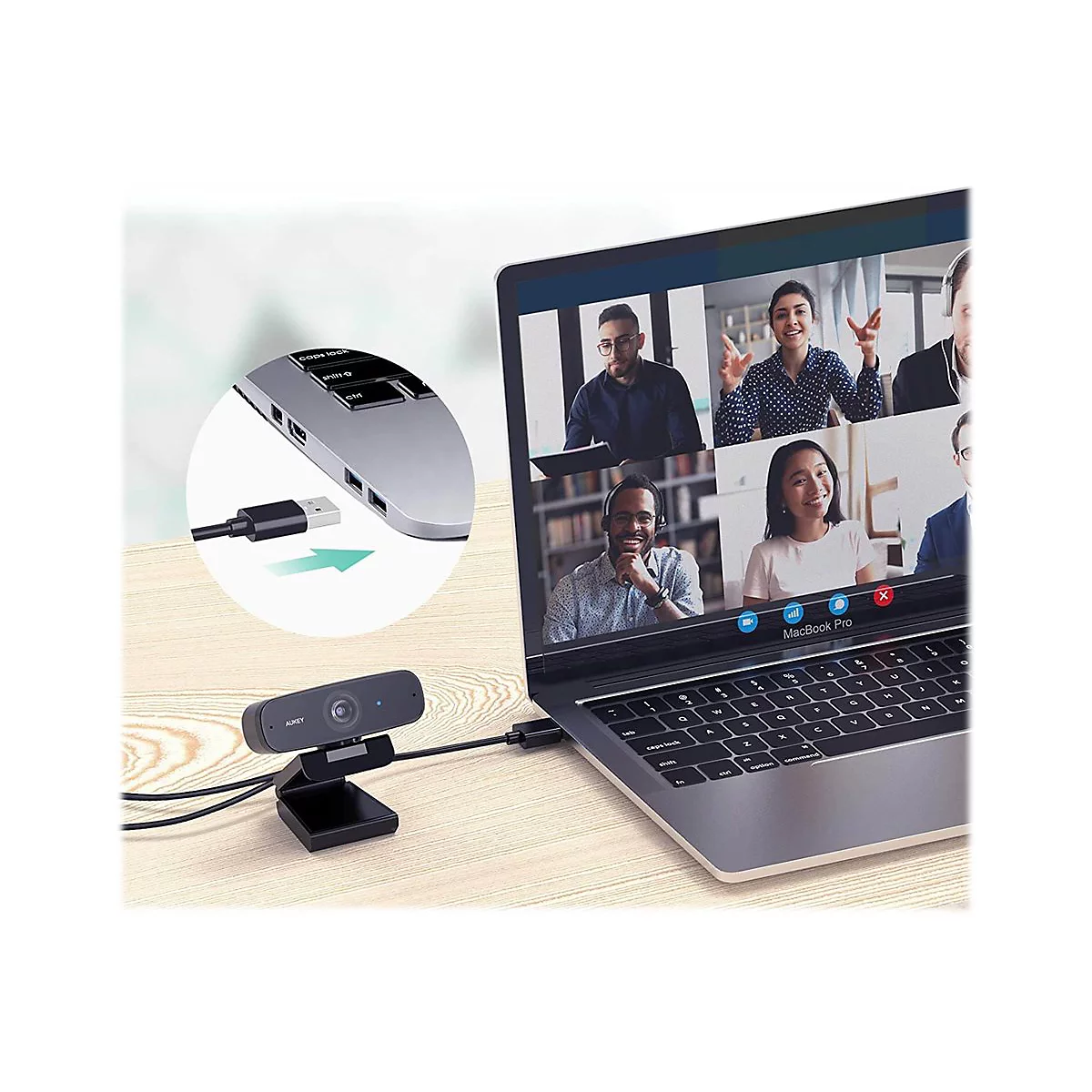 Aukey PC-W3 - Webcam - Farbe - 2 MP - 1920 x 1080 - 1080p