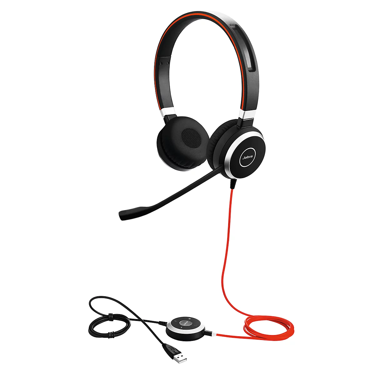 Auricular Jabra Evolve 40, con cable, USB 2.0/3.5 mm Jack, reducción de ruido pasiva, busylight, estéreo