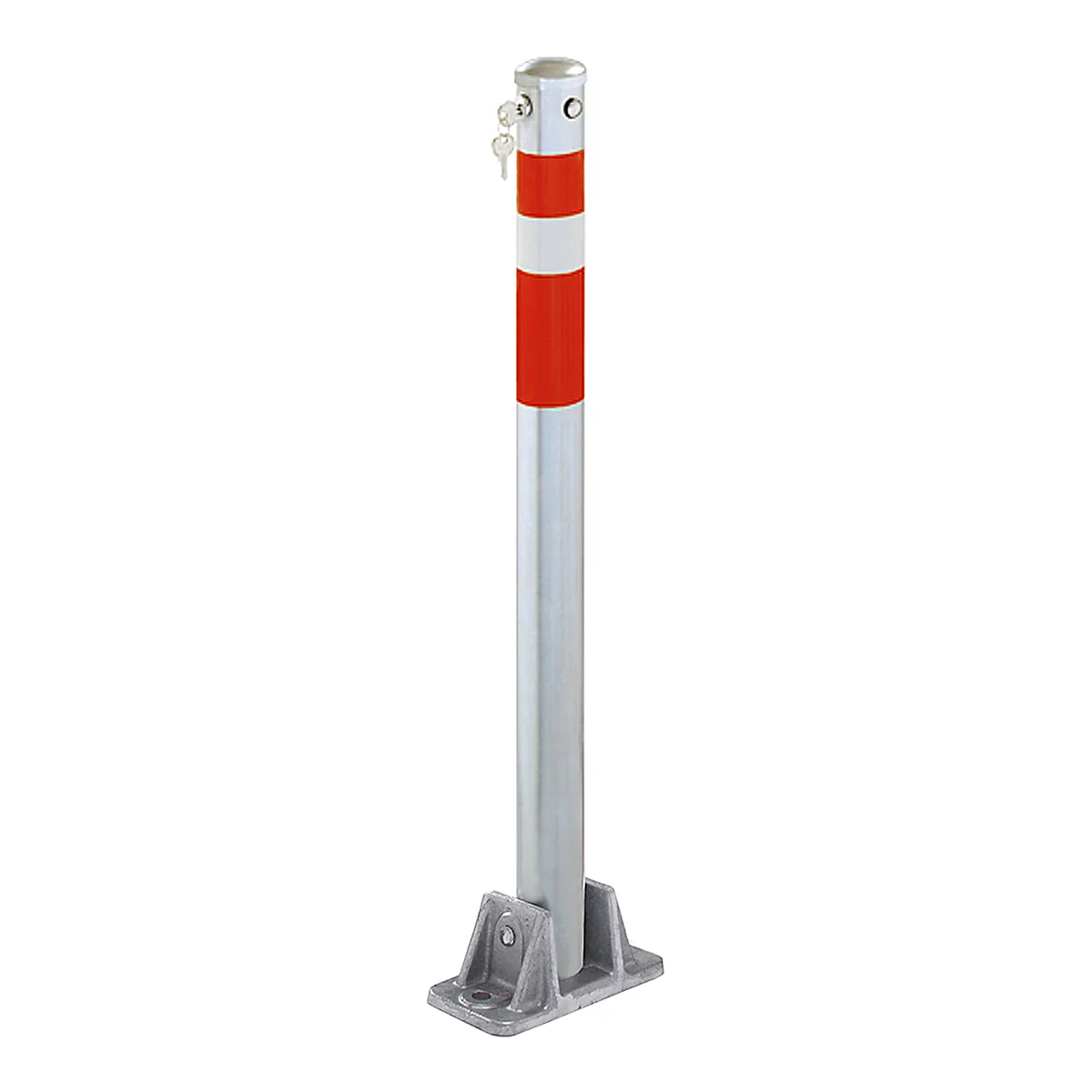 Auto-parkeerpaal, Bovenkant rood/wit, gelijksluitend