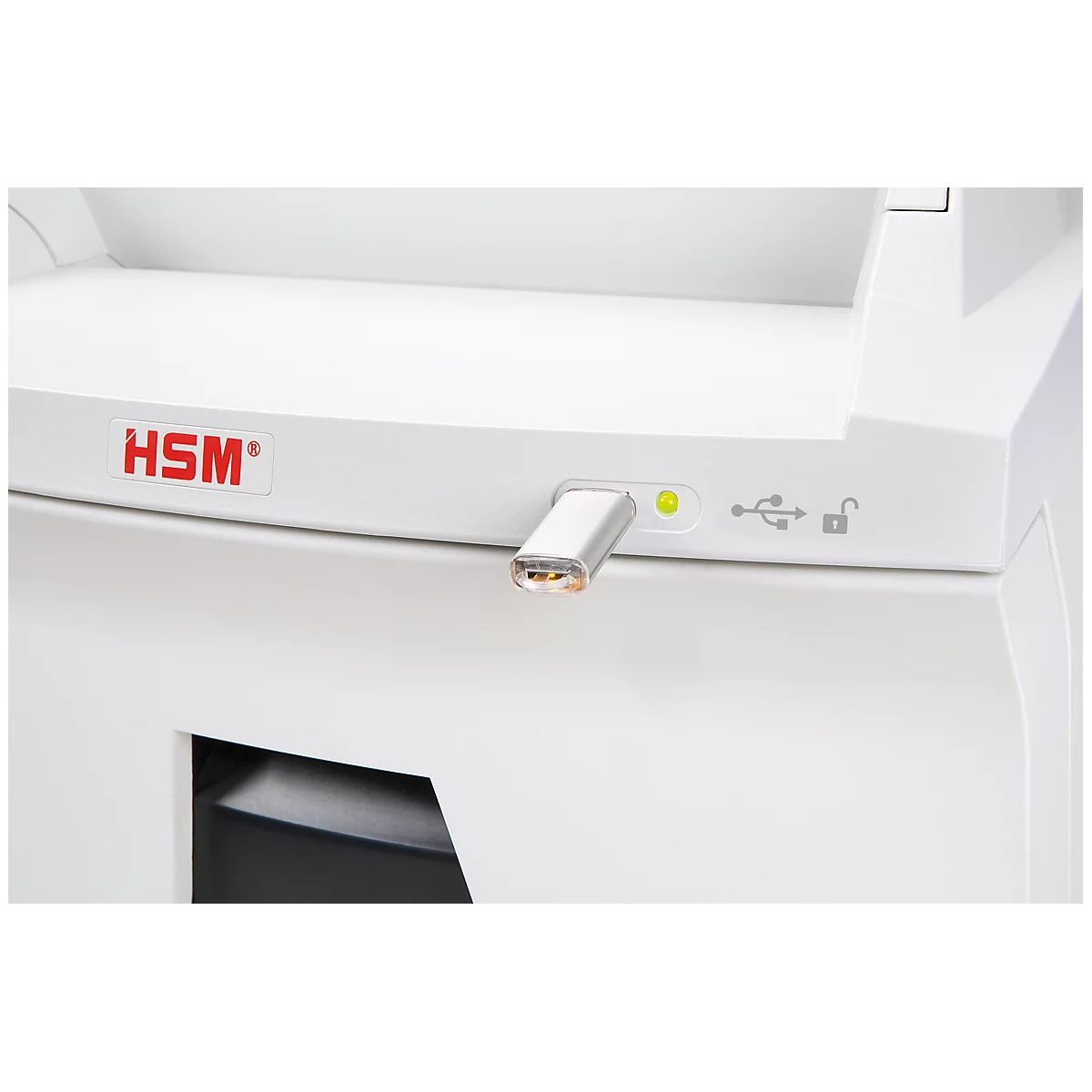 Autofeed Aktenvernichter HSM SECURIO AF350, Sicherheitsstufe 6, Partikelschnitt 0,78 x 11 mm, 6 Blatt, weiß
