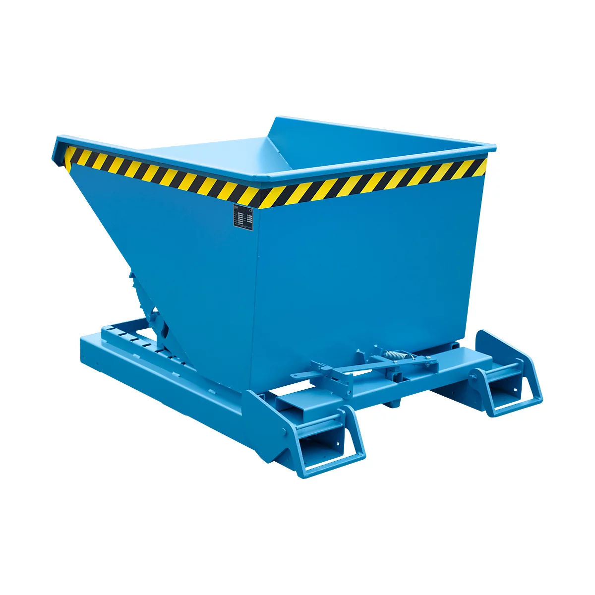 Automatischer Kippbehälter Bauer Typ 4A 600, 3 Entriegelungspunkte, Abrollsystem, Inhalt 0,6 m³, bis 1000 kg, lichtblau RAL 5012