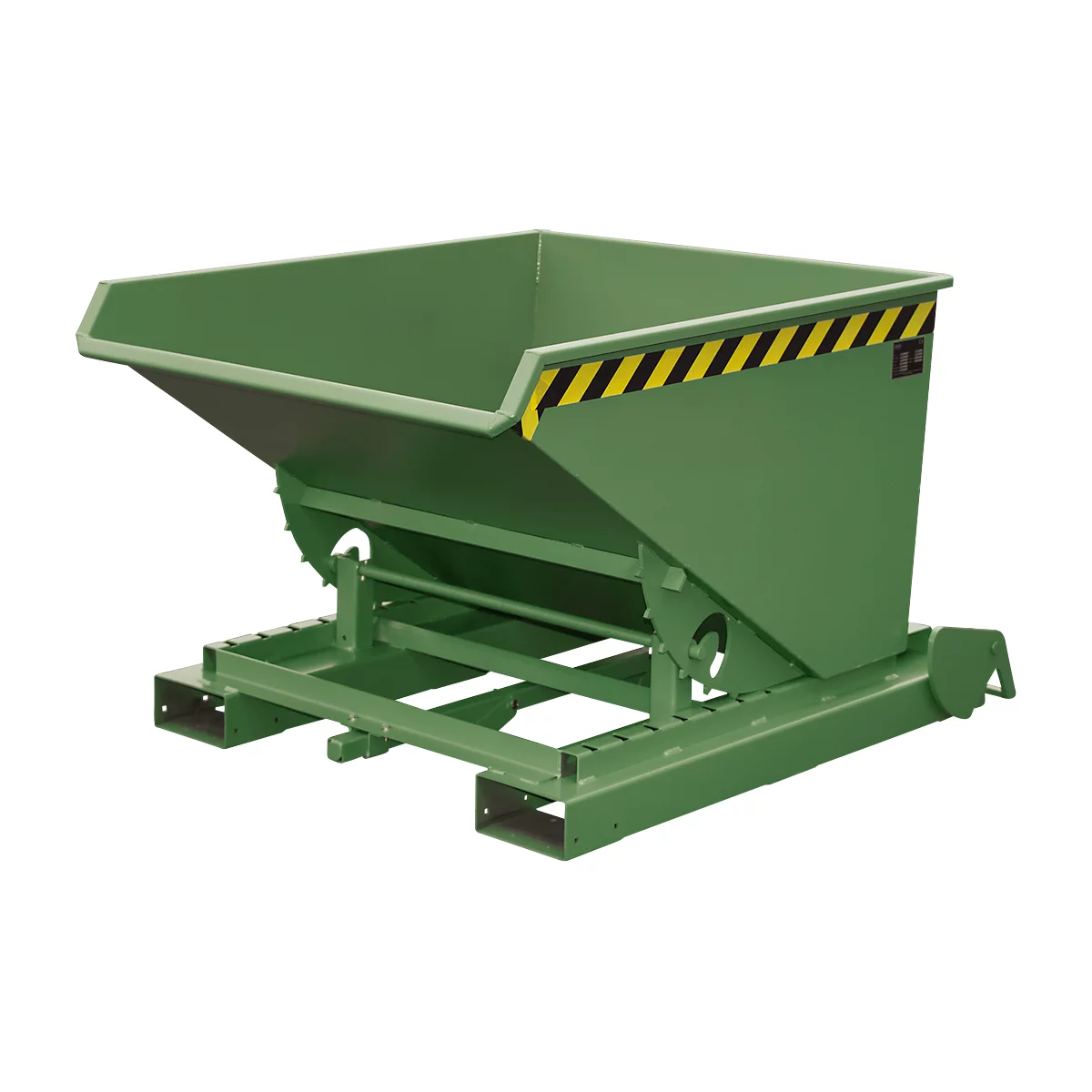 Automatischer Kippbehälter Bauer Typ 4A 600, 3 Entriegelungspunkte, Abrollsystem, Inhalt 0,6 m³, bis 1000 kg, resedagrün RAL 6011