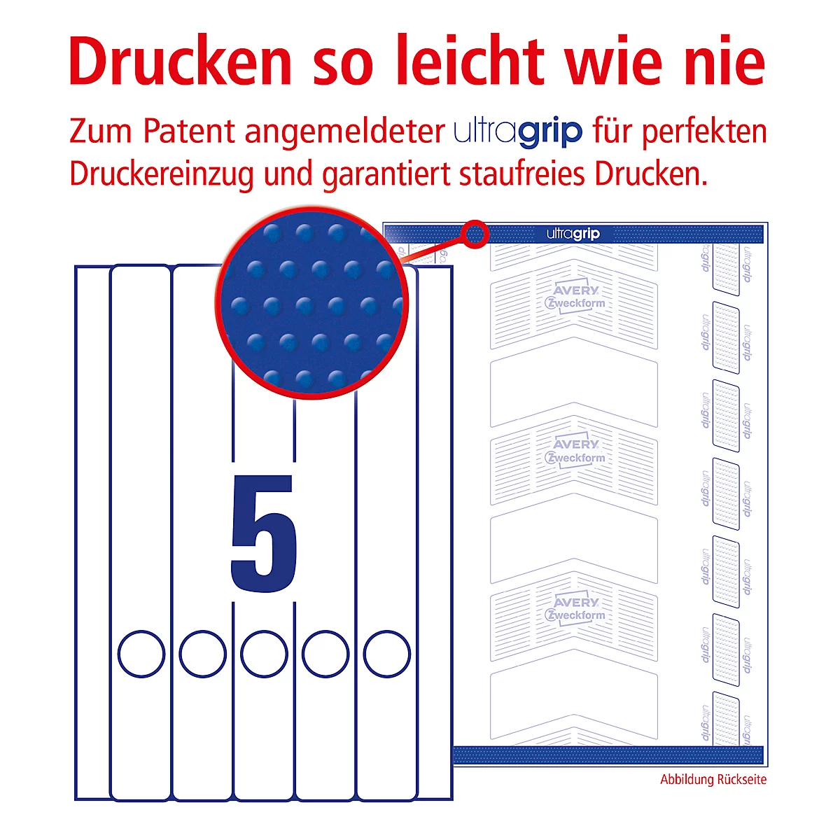 AVERY Printbare rugetiketten - L4758 - zelfklevend - 297 x 38 mm - 150 etiketten - 25 vellen - wit