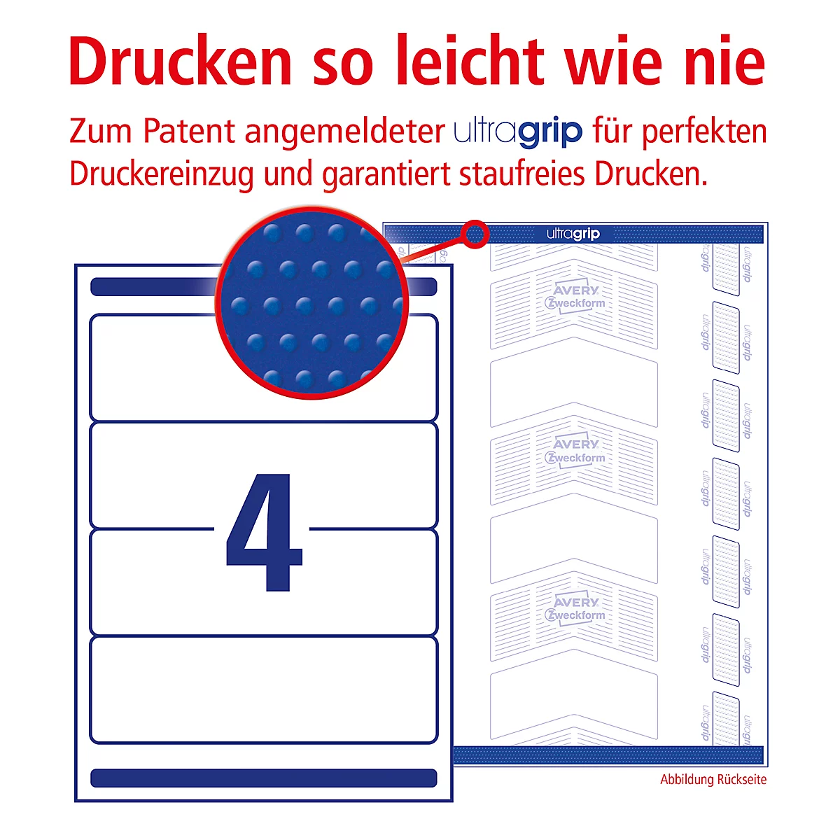 AVERY Printbare rugetiketten - L4761 - zelfklevend - 192 x 61 mm - 120 etiketten - 25 vellen - wit