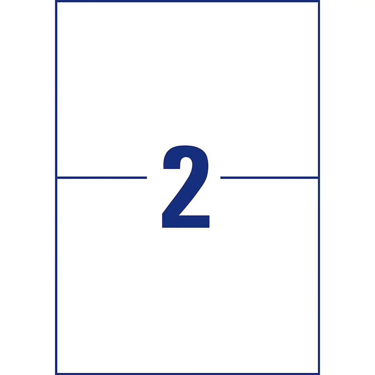 Wit etiket met het blauwe nummer 2.