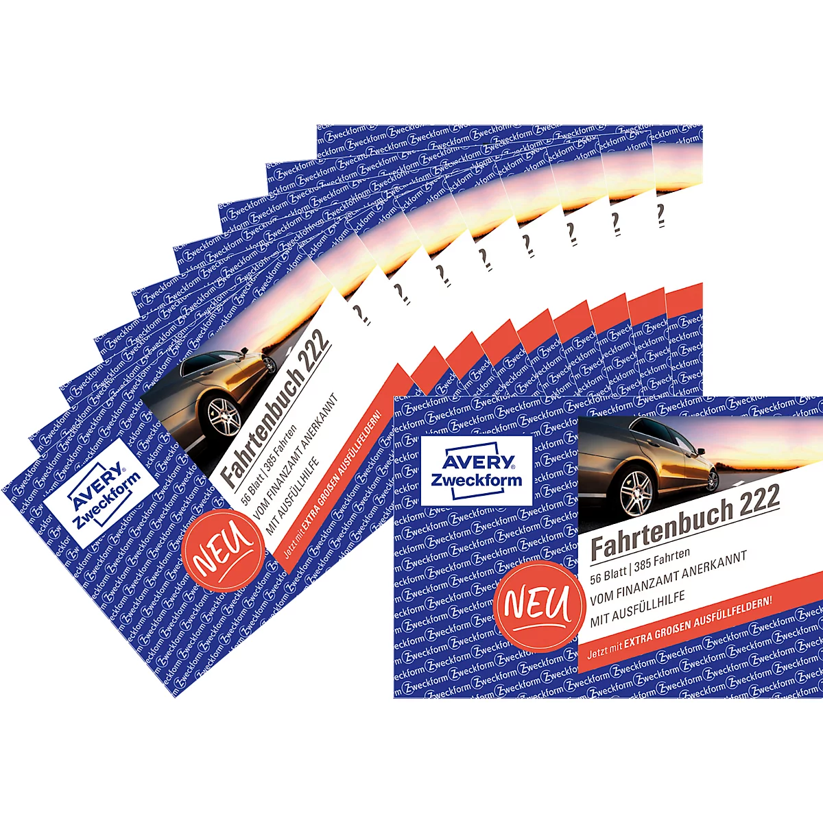 Avery Zweckform 222-10 Fahrtenbuch, A6 Querformat, 10 Bücher mit jeweils 56 Blatt, FSC®-Papier, weiß