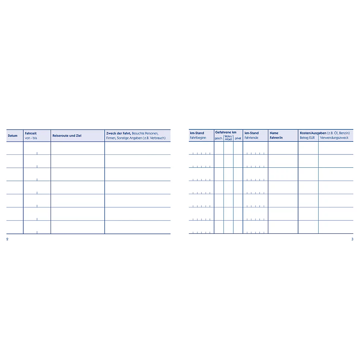 Avery Zweckform 222-10 Fahrtenbuch, A6 Querformat, 10 Bücher mit jeweils 56 Blatt, FSC®-Papier, weiß