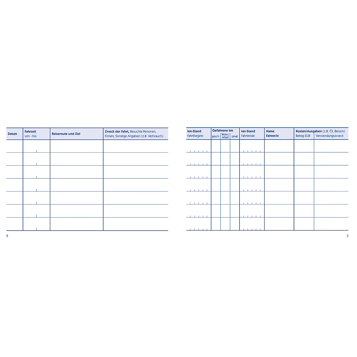 Table structure with various column headings. The table is presumably used to document data.
