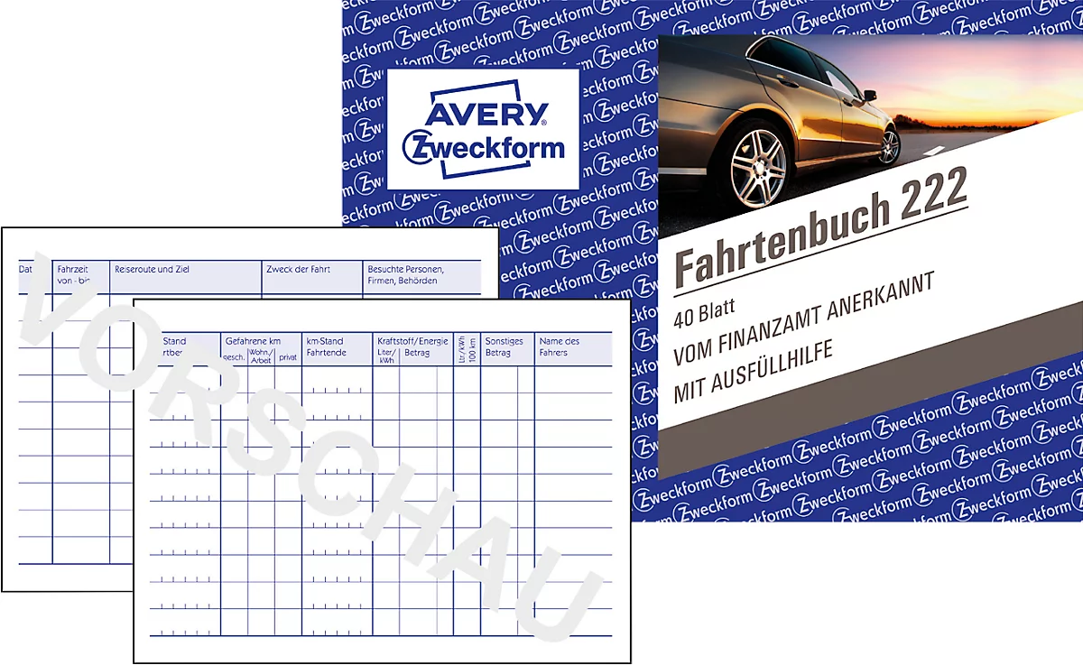 Avery Zweckform 222-5 Fahrtenbuch für PKW, 5er Pack, A6 quer