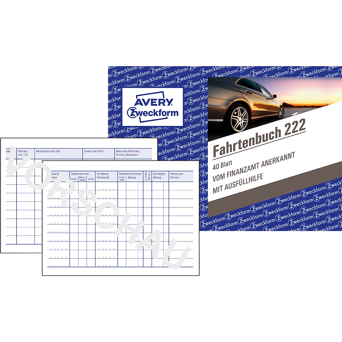 Avery Zweckform 222-5 Fahrtenbuch für PKW, 5er Pack, A6 quer