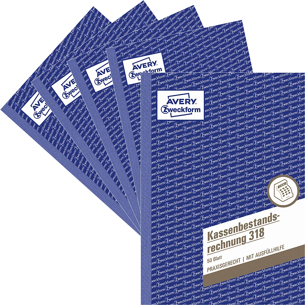 Avery Zweckform 318-5 Facture de caisse, format A5, 5 livrets de 50 feuilles, papier FSC®, blanc