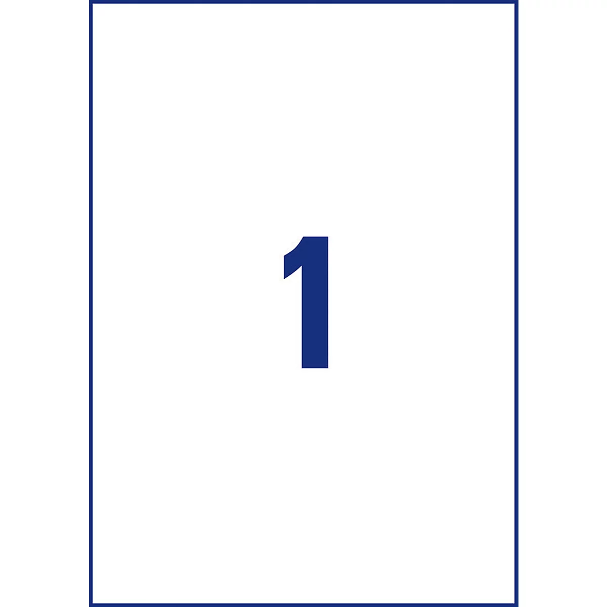A blue '1' on a white background, framed by a blue border.