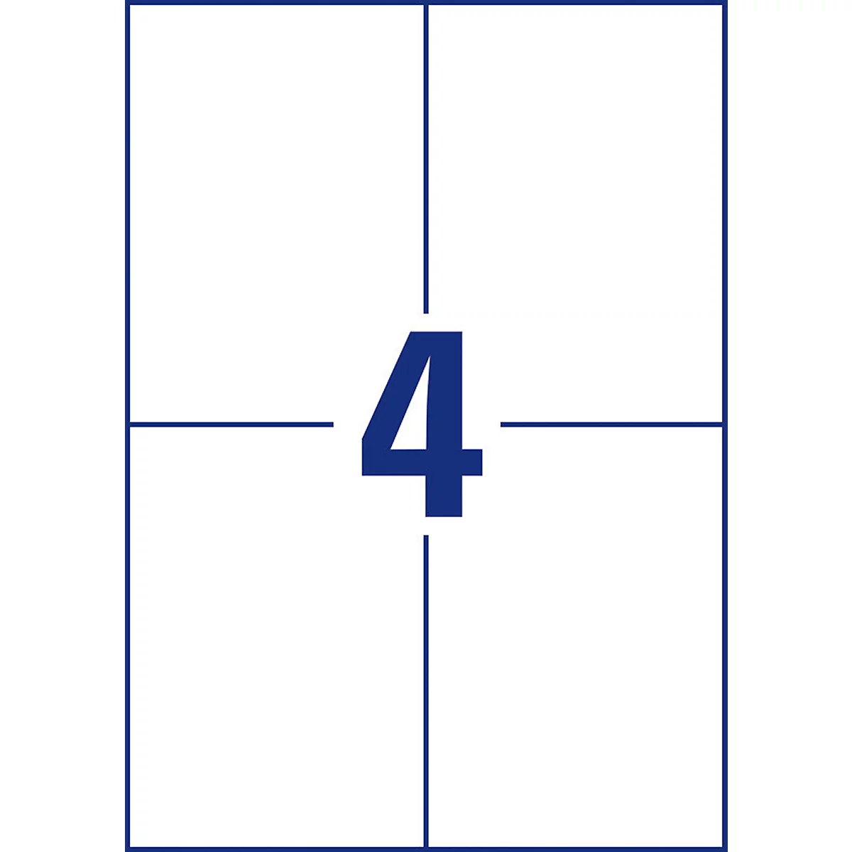 White label with the number 4 in dark blue and blue lines dividing the label into sections.