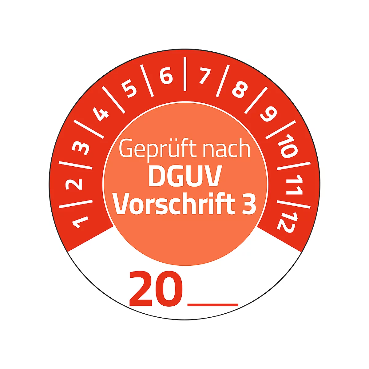Avery Zweckform 7907 Prüfplaketten „DGUV Vorschrift 3“ 20__zum Selbereintragen, extrem robust, Ø 30 mm, 80 Stück/10 Bogen, Vinylfolie, rot