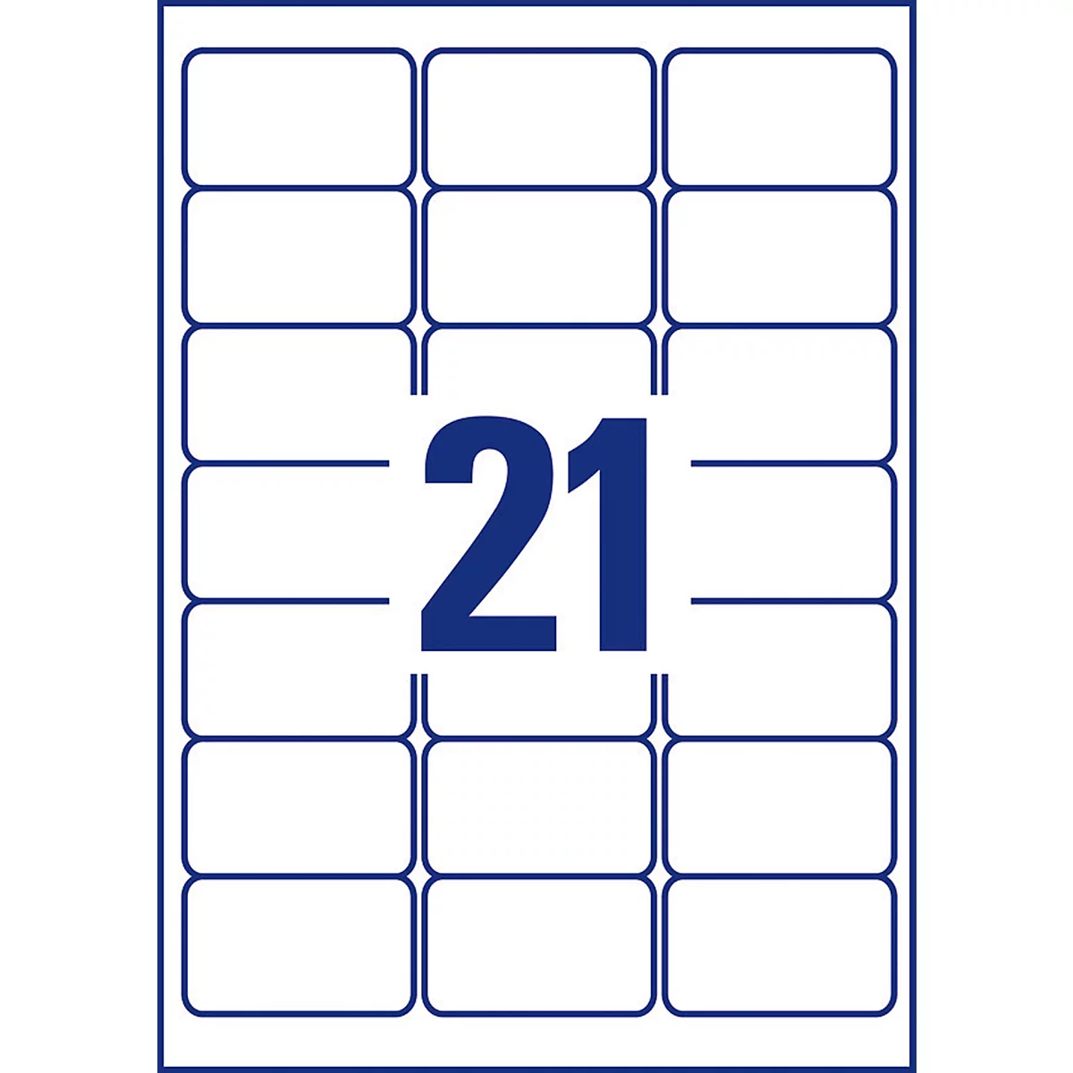 Avery Zweckform adresetiketten LR7160-100, geschikt voor laserprinters, 63,5 x 38,1 mm, 2100 stuks/100 A4-vellen, Blauer Engel, gerecycled papier, natuurlijk wit