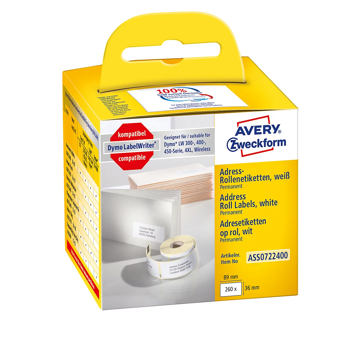 AVERY® Zweckform adresetiketten nr. ASS0722400, permanent, 1 x 260 stuks,