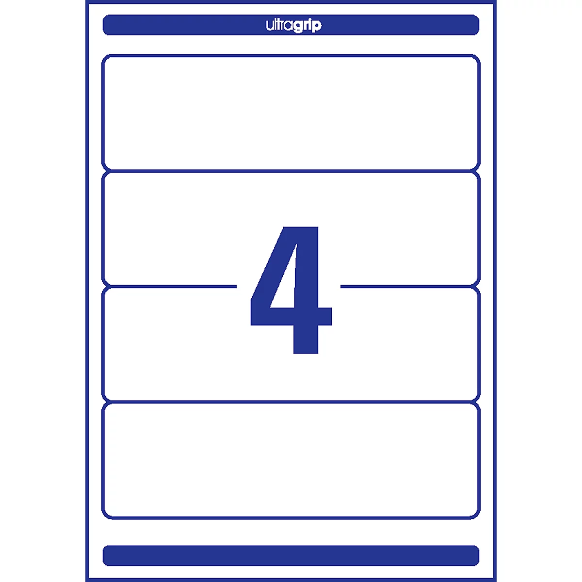 Blue bordered label with the number 4. 'ultragrip' is written above.