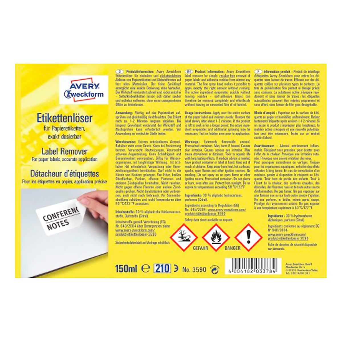 Avery Zweckform Etiketten-Ablöser 3590, Sprühflasche mit 150 ml