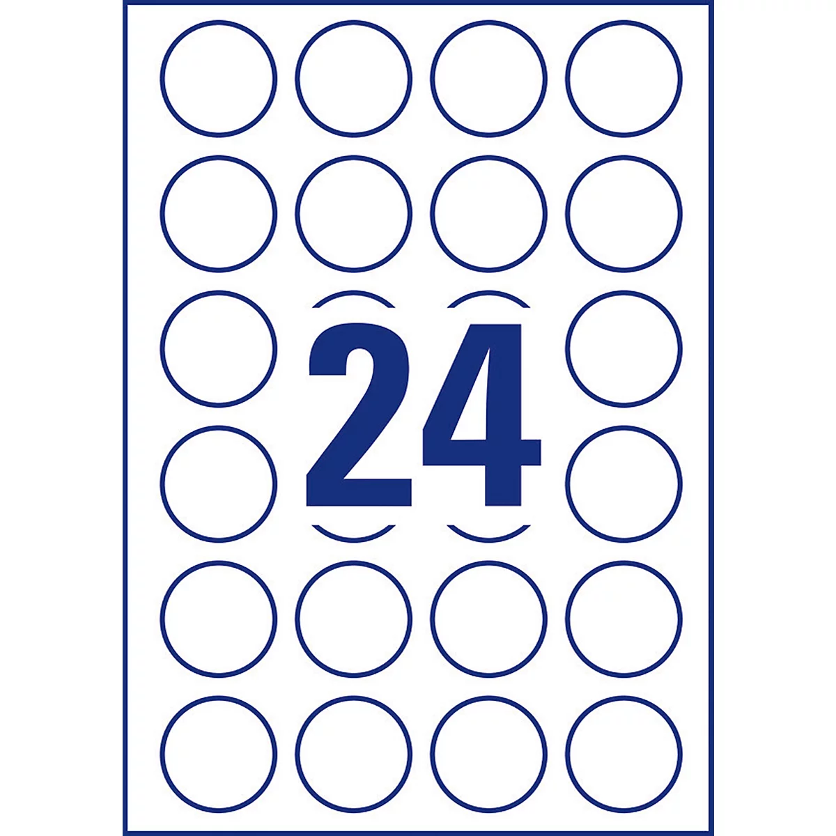 Avery® Zweckform Etiketten L3415-100, A4, universeel, permanente kleefstof, geschikt voor printer, FSC® papier, rond, Ø 40 mm, wit, 2400 stuks op 100 vel