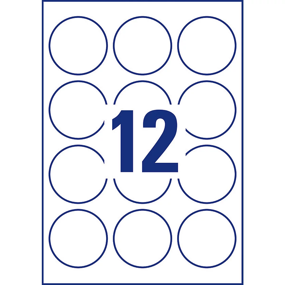 Avery® Zweckform Etiketten L3416-100, A4, universeel, permanente kleefstof, geschikt voor printer, FSC® papier, rond, Ø 60 mm, wit, 1200 stuks op 100 vel