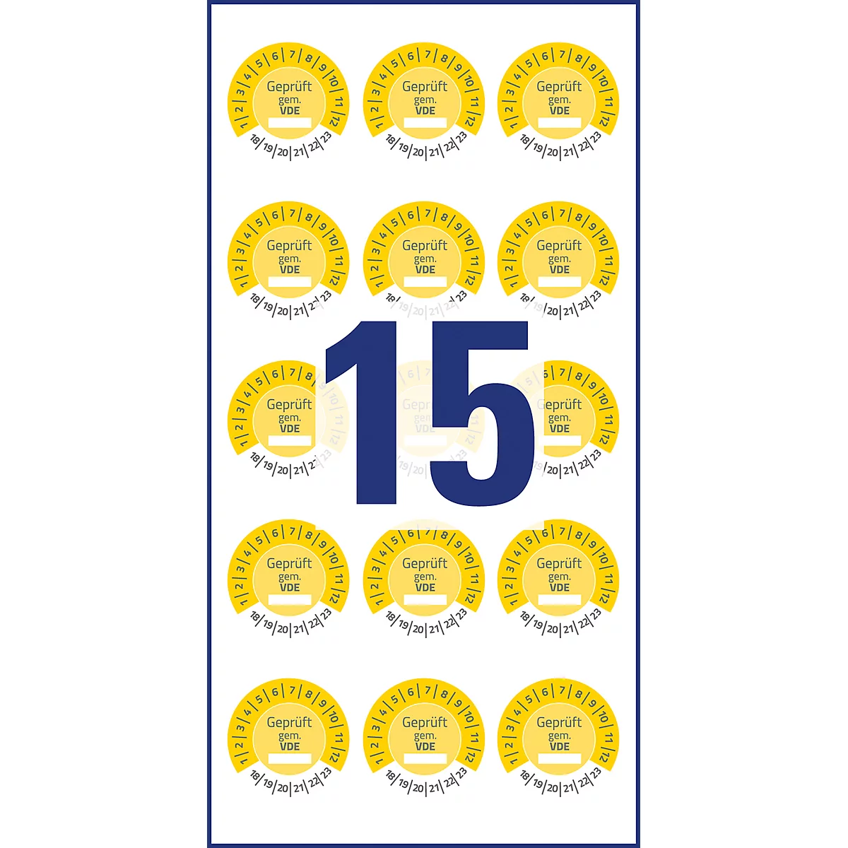 AVERY® Zweckform keuringsstickers 'Gekeurd volg. VDE', 2018-2023, aftrekbestendige folie, geel, Ø 20 mm