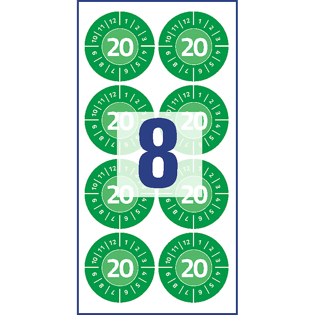 AVERY® Zweckform keuringsstickers, jaartal 2020 groen, vinyl, Ø 30 mm, 80 stuks