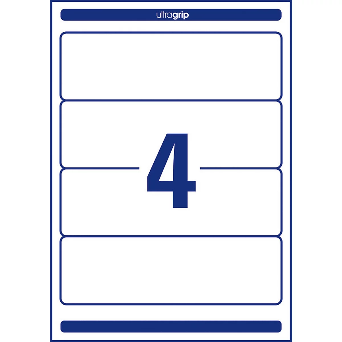 White label with blue borders and the large blue number 4. "ultragrip" is written at the top.