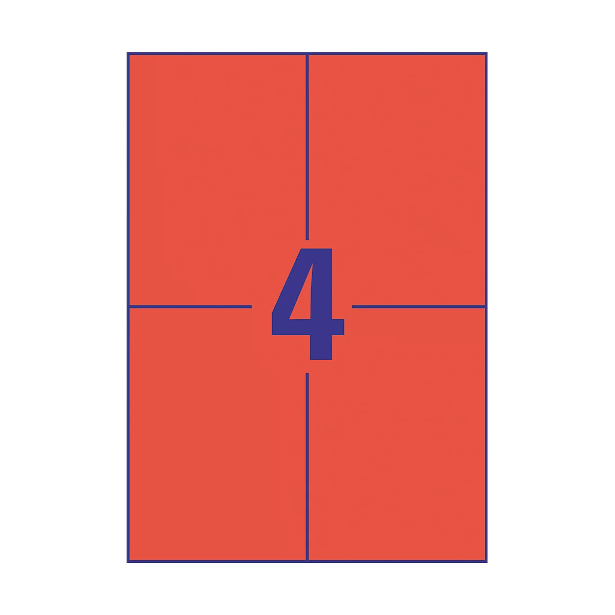 Orange background with blue '4' in the middle and blue lines dividing the background into squares.