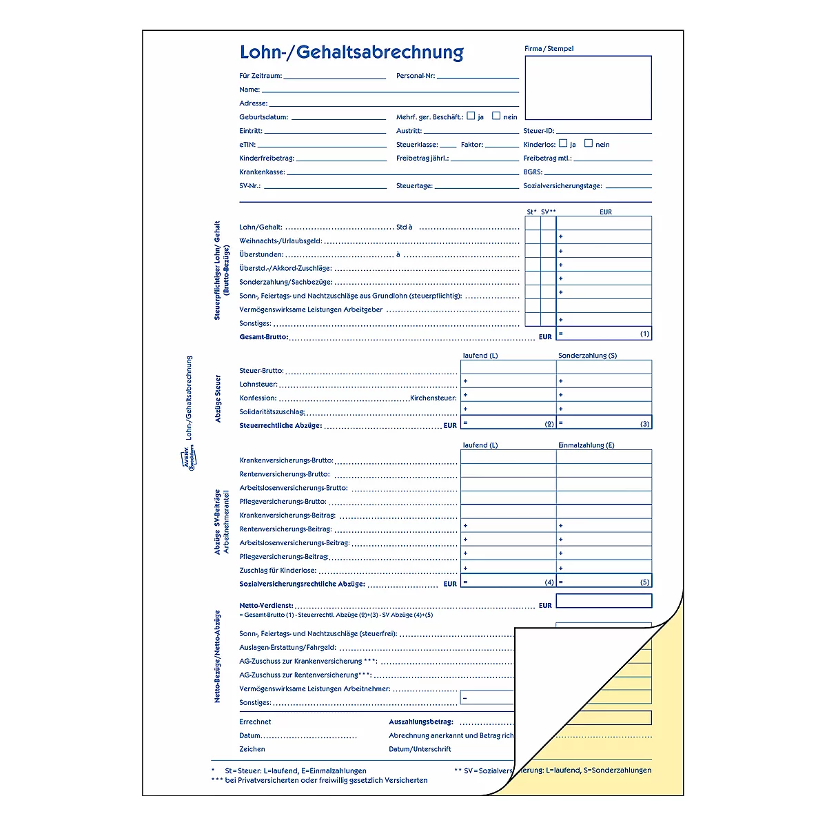 AVERY® Zweckform loon- en salarisstroken, nr. 1759