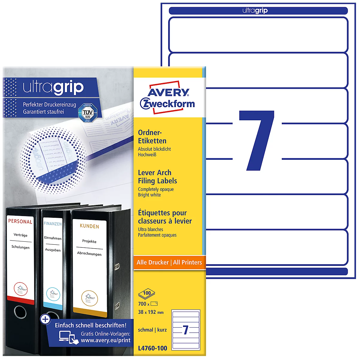 AVERY® Zweckform Ordner-Etiketten, ultragrip, 700 Stück