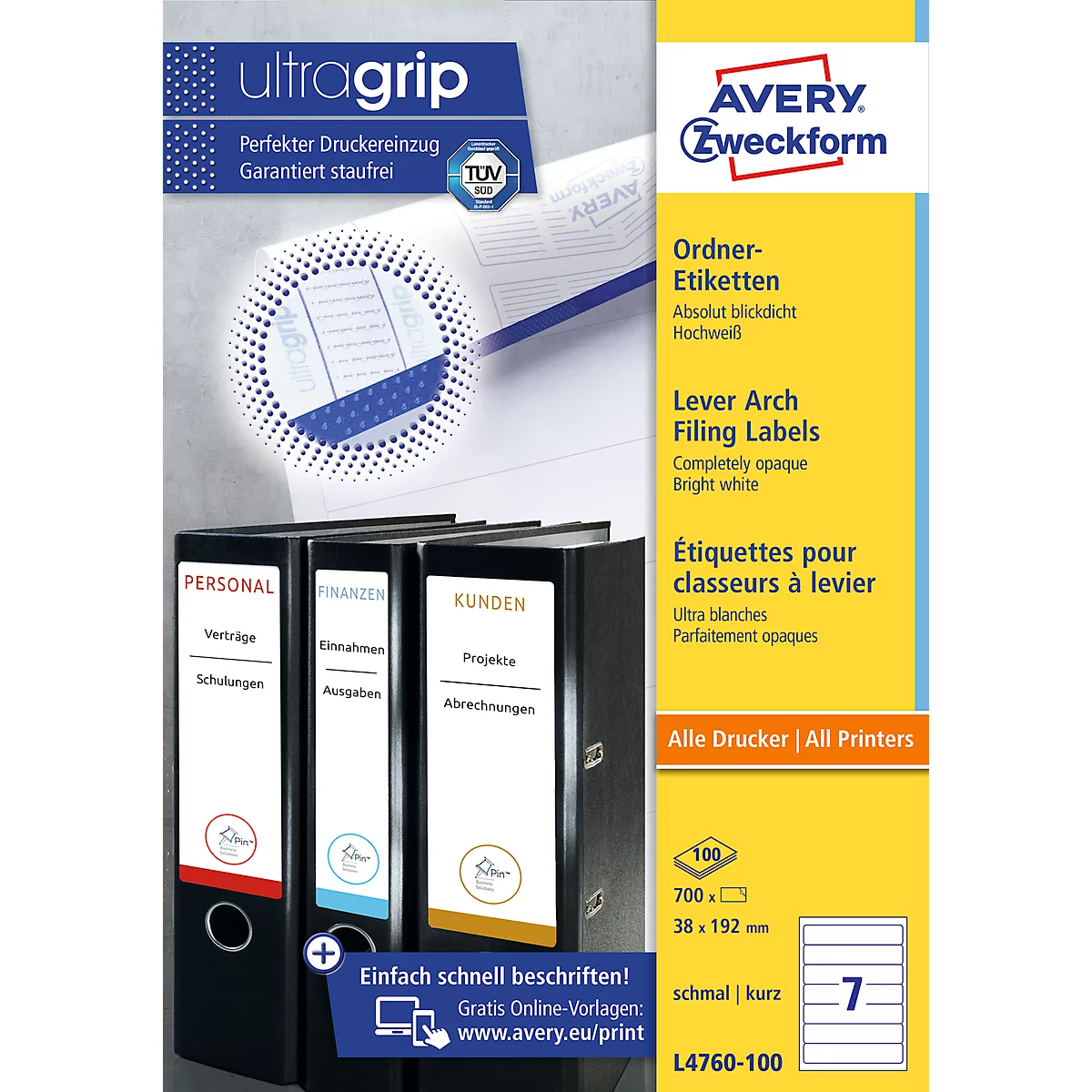 AVERY® Zweckform Ordner-Etiketten, ultragrip, 700 Stück