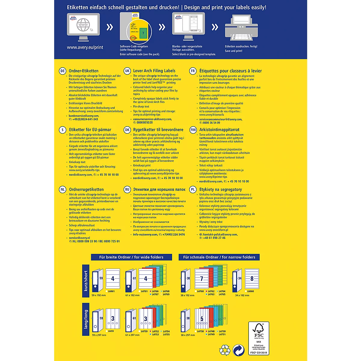AVERY® Zweckform Ordner-Etiketten, ultragrip, breit, grün, 80 Stück