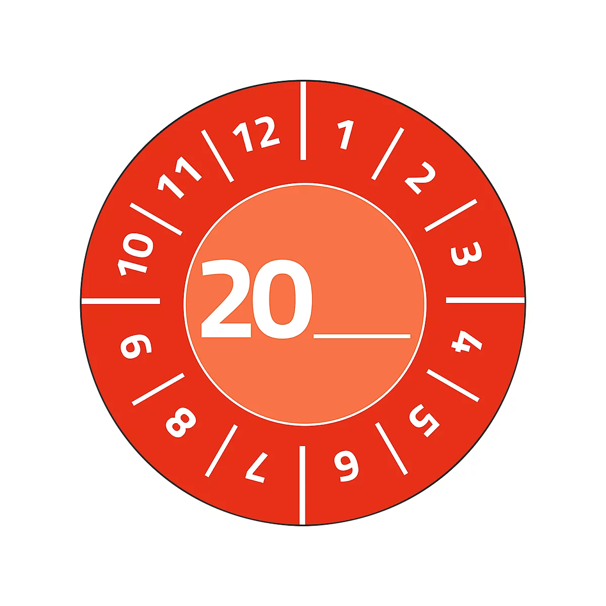 Avery Zweckform Prüfplakette 7901 mit Jahreszahl 20__zum Selbereintragen, extrem robust, Ø 30 mm, 80 Stück/10 Bogen, Vinylfolie, rot
