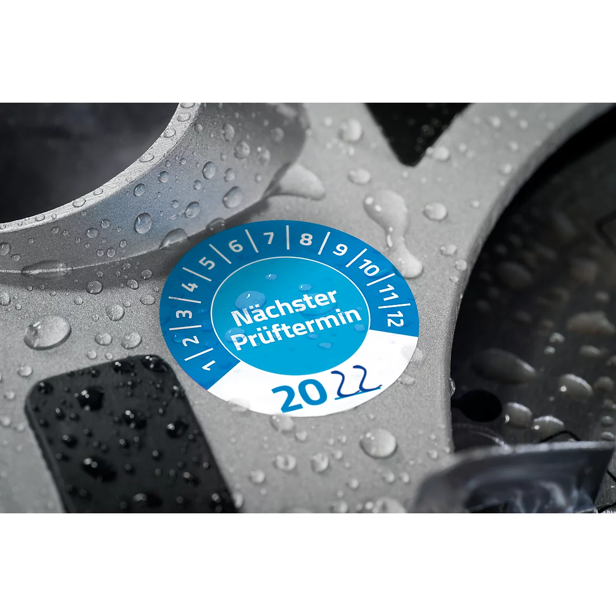 Avery Zweckform Prüfplakette 7906 „Nächster Prüftermin“ 20__zum Selbereintragen, extrem robust, Ø 30 mm, 80 Stück/10 Bogen, Vinylfolie, blau