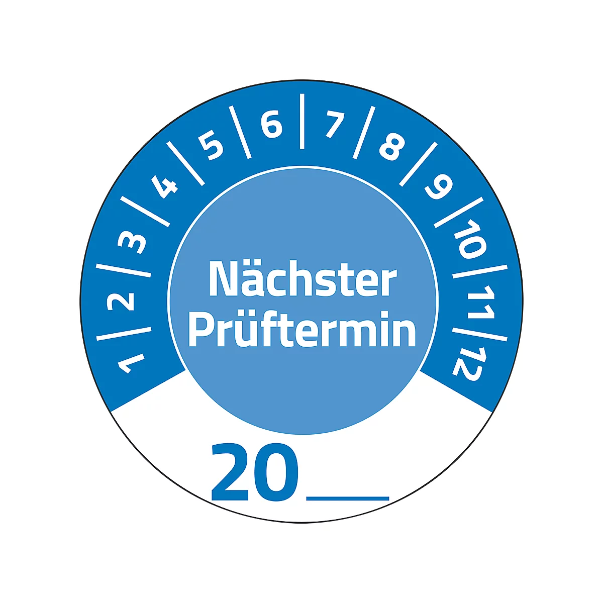 Avery Zweckform Prüfplakette 7906 „Nächster Prüftermin“ 20__zum Selbereintragen, extrem robust, Ø 30 mm, 80 Stück/10 Bogen, Vinylfolie, blau