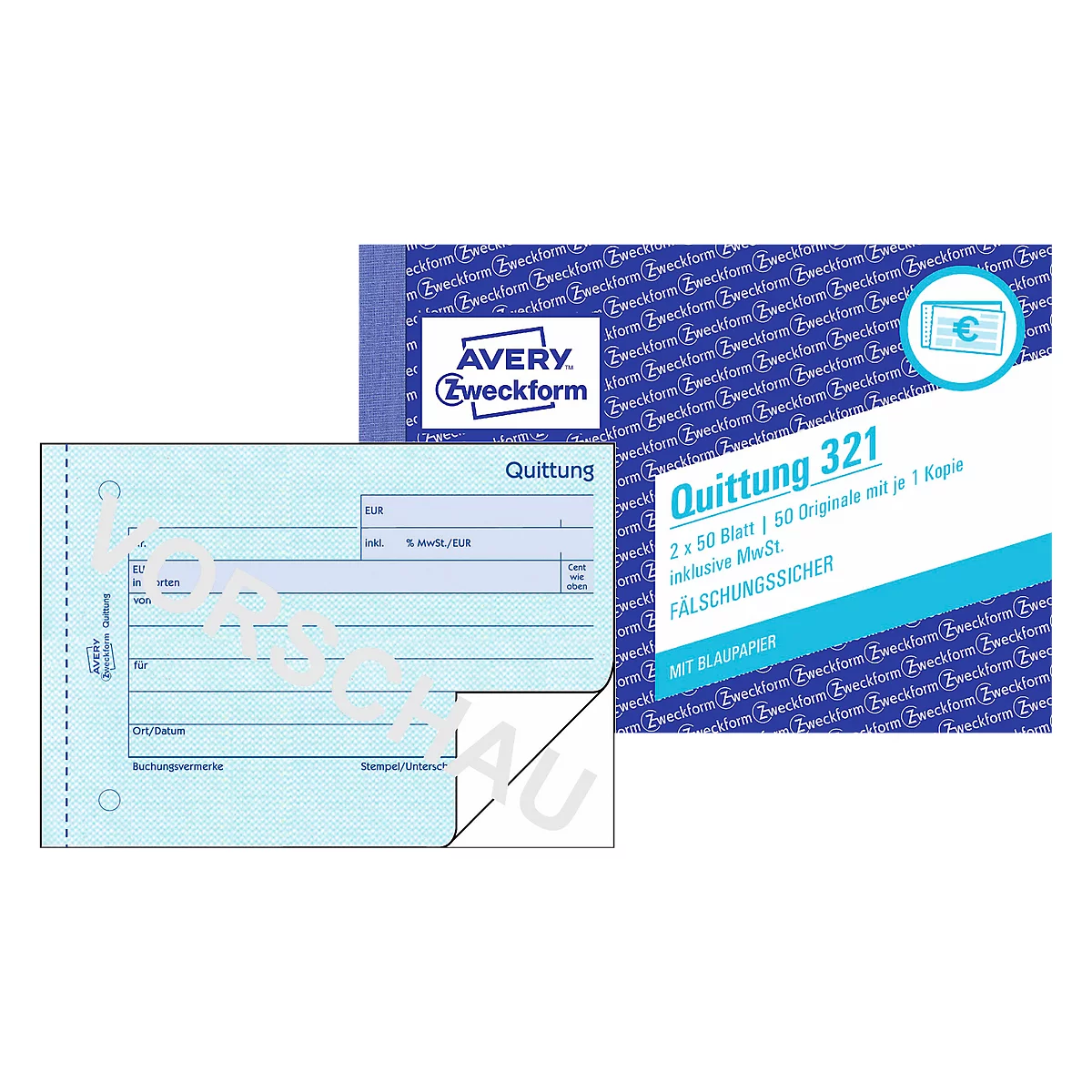Avery Zweckform Quittung inkl. MwSt. Nr. 321