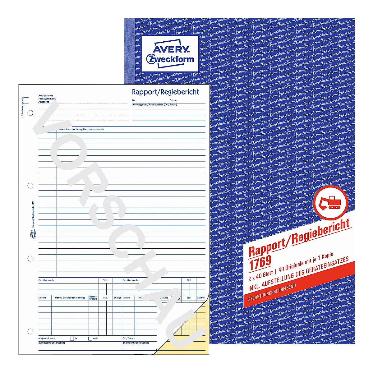 Avery Zweckform Rapport/Regiebericht Nr. 1769