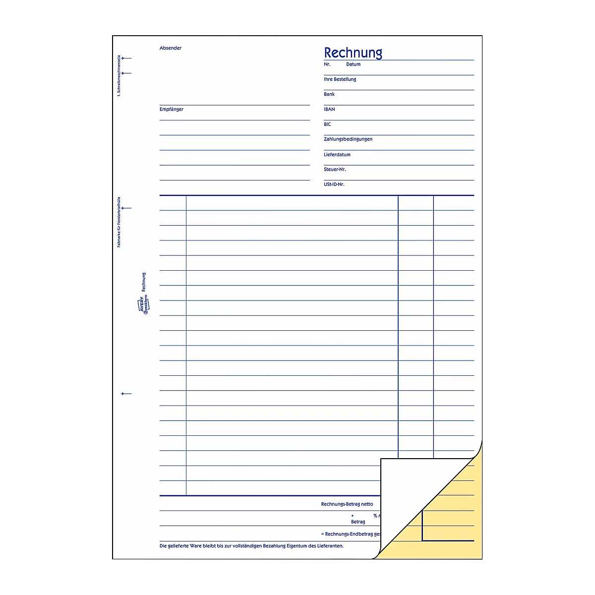 AVERY® Zweckform Rechnung, 1. und 2. Blatt bedruckt Nr. 1734